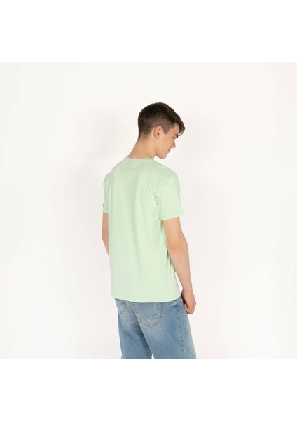 Slimfit Sql Logo Baskılı Erkek Mint T-Shirt