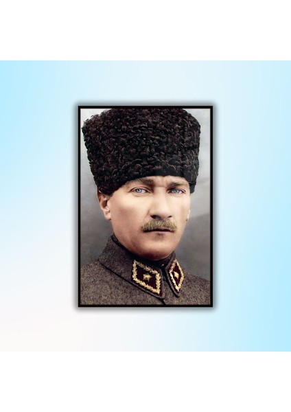 Metal Çerçeveli Temperli Cam Tablo Portre Kalpaklı Atatürk fiyatları