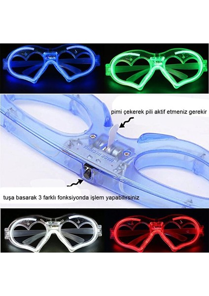 Camsız Tam Tur Mavi Renk LED Işıklı Parti Gözlüğü 1 Adet Hawai Retro Hallow fiyatları