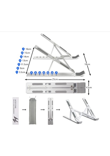 Masa Için Dizüstü Bilgisayar Standı, Ayarlanabilir Taşınabilir Katlanabilir Bilgisayar Standı