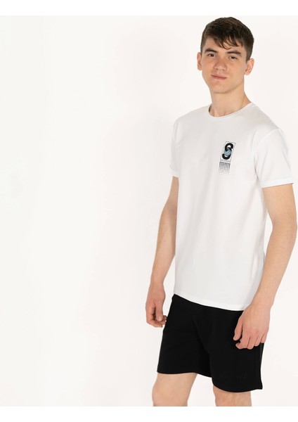 Slimfit Solverse Baskılı Erkek Beyaz T-Shirt modelleri