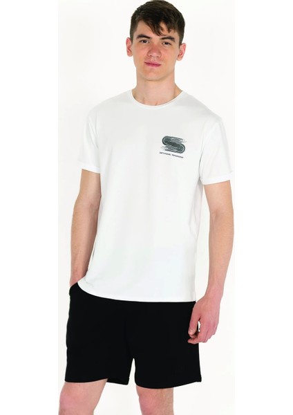 Slimfit Artificial Experience Baskılı Erkek Beyaz T-Shirt