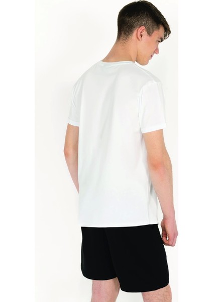 Slimfit Artificial Experience Baskılı Erkek Beyaz T-Shirt