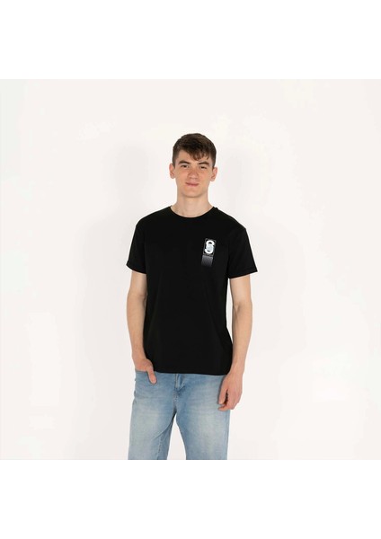 Slimfit Solverse Baskılı Erkek Siyah T-Shirt modelleri