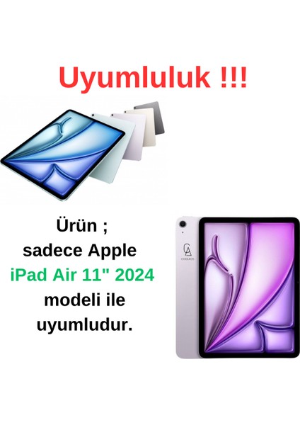 Apple iPad Air 11 Inç (A2902-A2903-A2904) 2024 Uyumlu Kılıf 3 Farklı Stand Kalemlikli Tablet Kılıfı