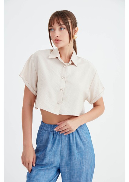 Düşük Omuz Crop Gömlek fiyatları