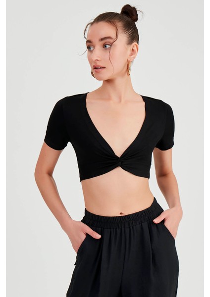 Dekolteli Büzgülü Crop Bluz fiyatları