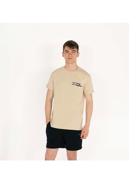 Slimfit Sql Dijital Baskılı Erkek Bej T-Shirt