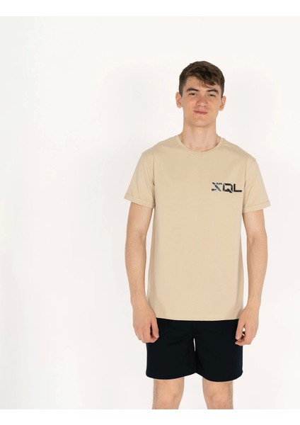 Slimfit Sql Dijital Baskılı Erkek Bej T-Shirt fırsatları