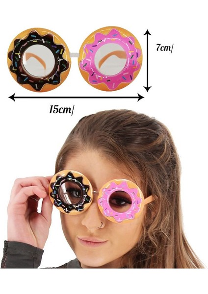 Doughnut Donut Şeklinde Hawaian Tropikal Tema Parti Gözlüğü