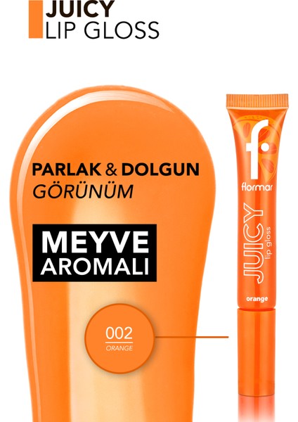 Juicy Lip Gloss Meyve Aromalı Besleyici Dudak Parlatıcısı (002 Orange) 8682536087728