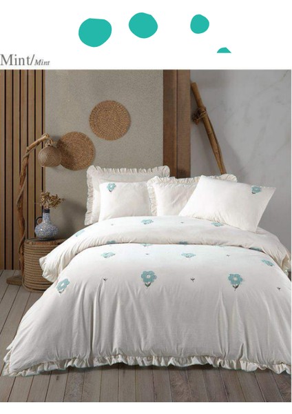 Çift Kişilik Nakışlı Pamuklu Nevresim Takımı Florita