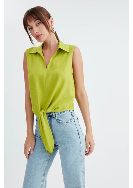 Viskon Keten Bağlamalı Gömlek modelleri