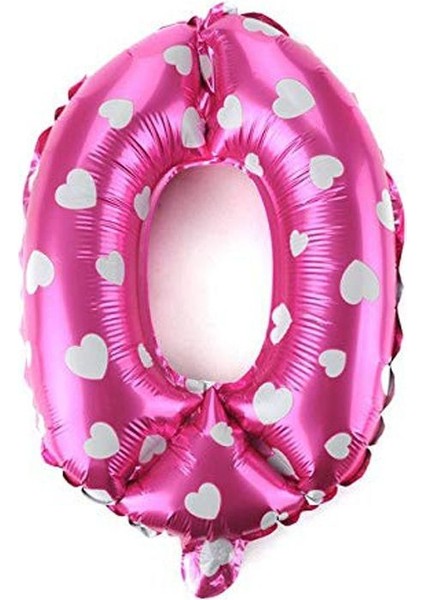 Kalpli 90 cm Pembe Renk Rakamlı Folyo Balon 0 Numara