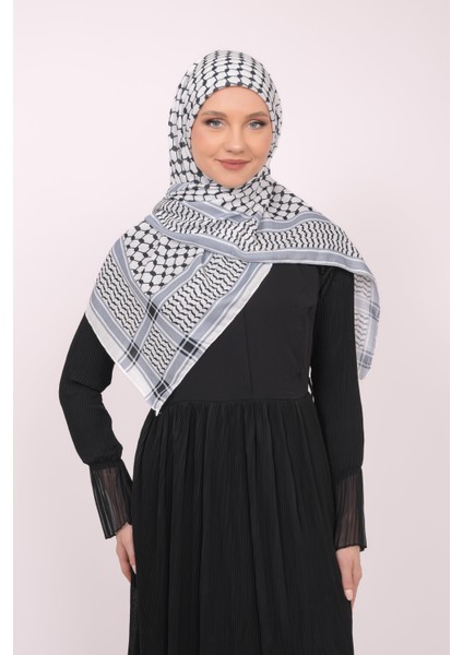 Filistin Eşarp Kefiye Baskısızlı Kareli Kadın Eşarp S100001 modelleri