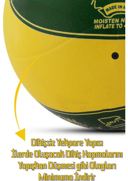 Voleybol Topu Pompalı Dahil Set Kauçuk Beta Dikişsiz Yekpare Üretim Yeşil