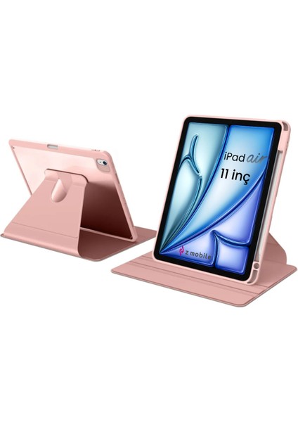 iPad Air 11" 6. Nesil M2 2024 Uyumlu Kılıf Simplism 360 Dönen Yatay Dikey Standlı Kalemlikli