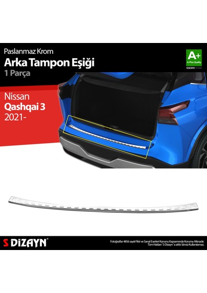 Nissan Qashqai 3 Krom Arka Tampon Eşiği 2021 Üzeri A+ Kalite