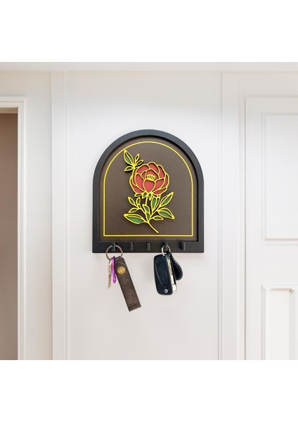 Kabartma Altın Siyah Gül Tasarım Duvar Askılık Dekor Anahtarlık fiyatları