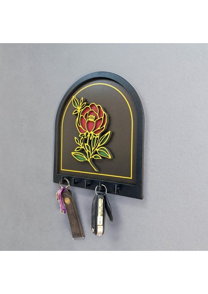 Kabartma Altın Siyah Gül Tasarım Duvar Askılık Dekor Anahtarlık modelleri