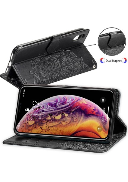 Iphone Xs Darbeye Deri Kılıf Basit Iş Çevirme Kapağı (Yurt Dışından)