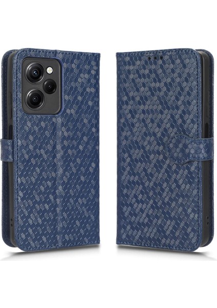 Xiaomi Poco X5 Pro 5g Manyetik Toka Geometrik Desen Deri Kılıf (Yurt Dışından)