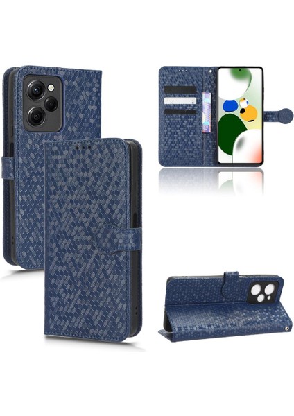 Xiaomi Poco X5 Pro 5g Manyetik Toka Geometrik Desen Deri Kılıf (Yurt Dışından)