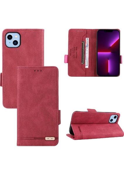 Kart Tutucu Kickstand Deri Folio Flip ile iphone 14 Plus Için Kılıf (Yurt Dışından)