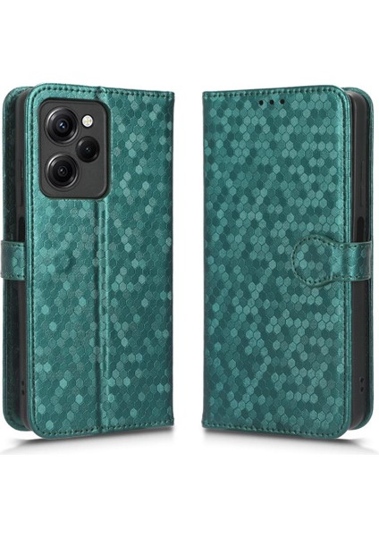 Xiaomi Poco X5 Pro 5g Manyetik Toka Geometrik Desen Deri Kılıf (Yurt Dışından)