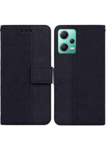 Xiaomi Poco X5 Geometrik Kabartmalı Kapak Için Kılıf Folio Premium Pu Deri (Yurt Dışından)
