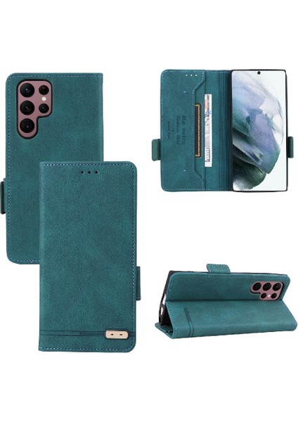 Samsung Galaxy S22 Ultra Deri Folio Flip Case Kart Ekleme Için Kılıf (Yurt Dışından)