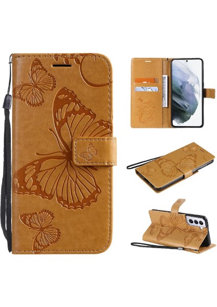 Samsung Galaxy S21 Manyetik Kapak Pu Deri Flip Kickstand Kapak (Yurt Dışından)