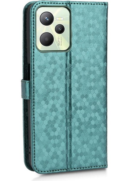 Realme C35 Manyetik Toka Deri Cüzdan Kapak Için Kılıf Geometrik Desen (Yurt Dışından) fırsatları