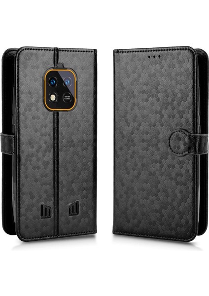 Oukitel WP18 Deri Cüzdan Kapak Manyetik Toka Geometrik Için Kılıf (Yurt Dışından)