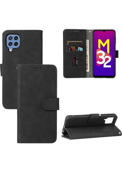 Samsung Galaxy M32 Deri Folio Flip Case Tam Koruma Kartı (Yurt Dışından)