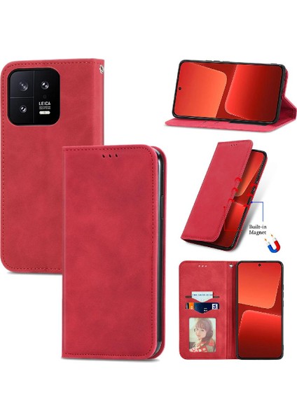 Xiaomi 13 Için Kılıf Deri Kılıf Kapak Çevirin Cüzdan Darbeye Basit (Yurt Dışından)