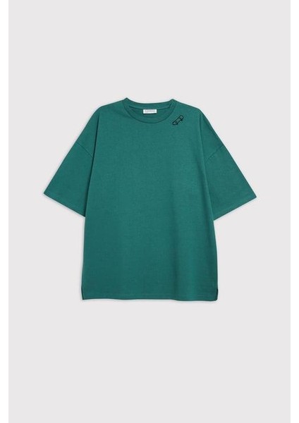 Nakışlı Heavy Jersey Oversize Fit T-Shirt