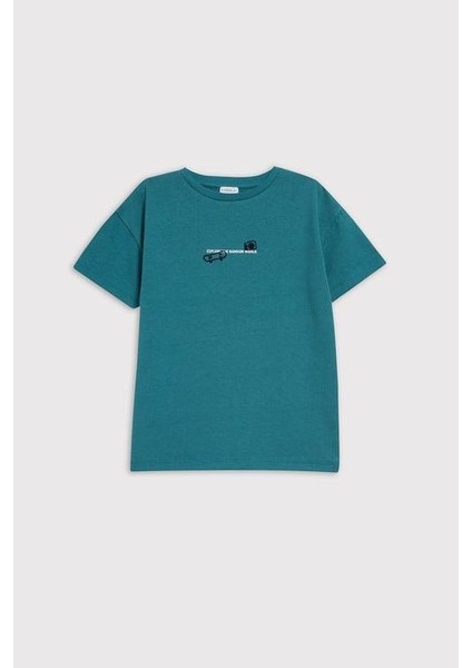 (Kids Boy) Nakışlı Heavy Jersey Oversize Fit T-Shirt