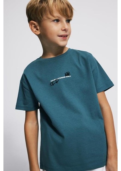 (Kids Boy) Nakışlı Heavy Jersey Oversize Fit T-Shirt