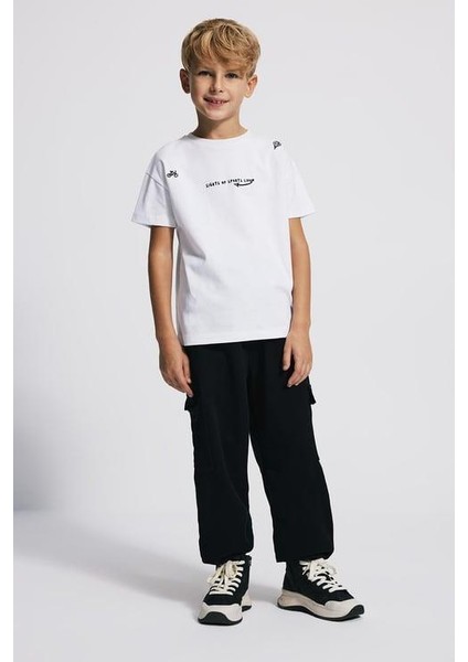 (Kids Boy) Nakışlı Heavy Jersey Oversize Fit T-Shirt