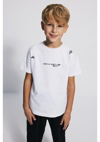 (Kids Boy) Nakışlı Heavy Jersey Oversize Fit T-Shirt