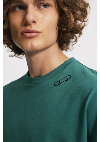 Nakışlı Heavy Jersey Oversize Fit T-Shirt indirimleri