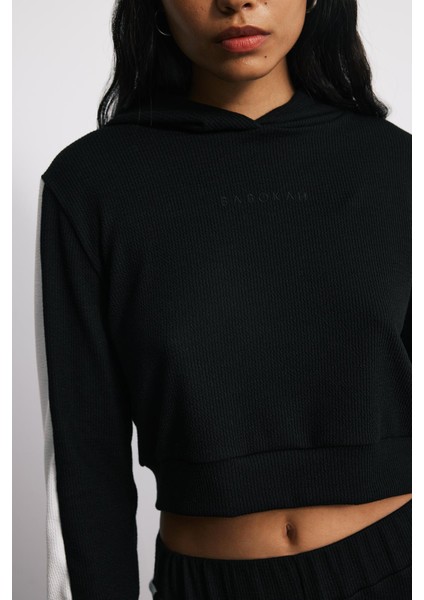 Kapüşonlu Dökümlü Crop Sweatshirt modelleri