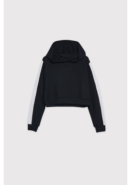 Kapüşonlu Dökümlü Crop Sweatshirt indirimleri