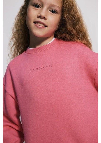 (Kids Girl) Bisiklet Yaka Şardonlu Sweatshirt