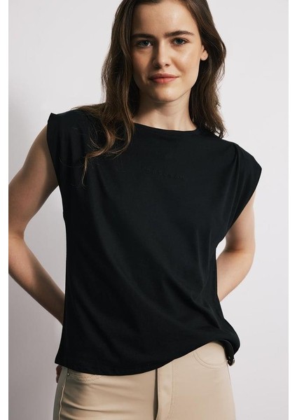 Omuz Pileli Kadın Tshirt
