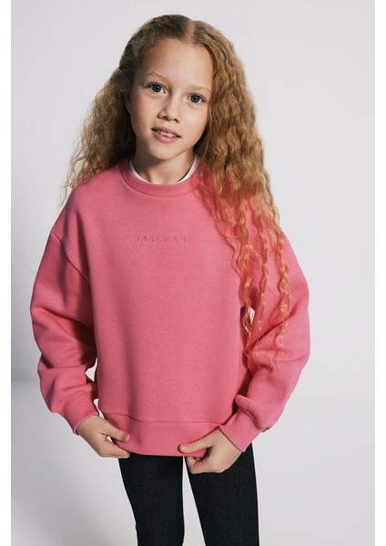 (Kids Girl) Bisiklet Yaka Şardonlu Sweatshirt