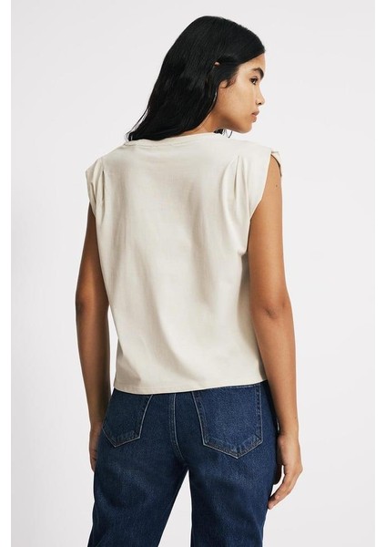 Omuz Pileli Kadın Tshirt