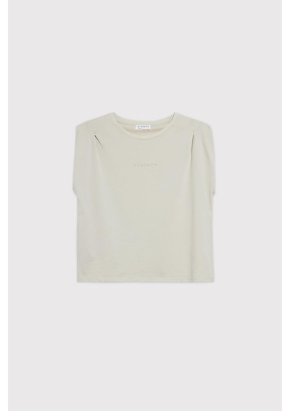 Omuz Pileli Kadın Tshirt