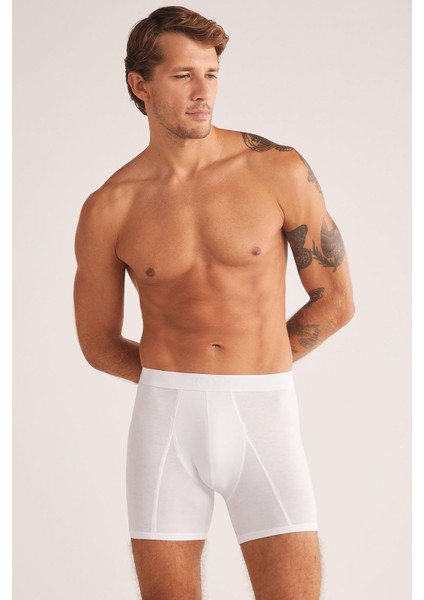 Teo Pamuk Modal Erkek Boxer Beyaz